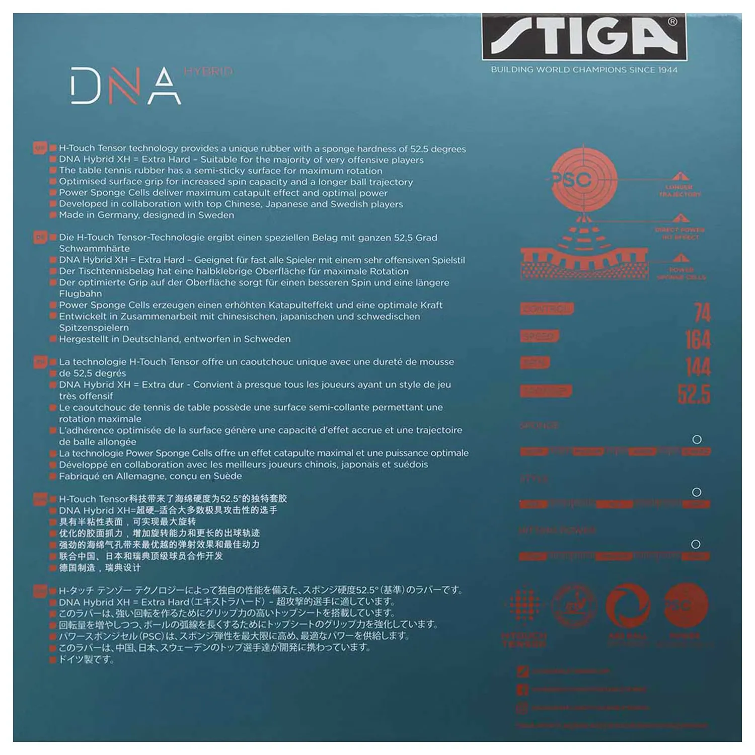 STIGA DNA Hybrid XH revêtement tennis de table noir