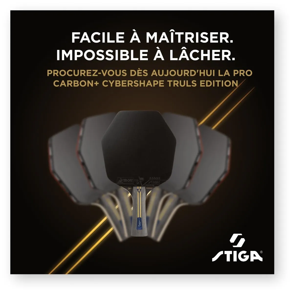 STIGA Pro Carbon+ Cybershape Truls raquette ping-pong 5 étoiles