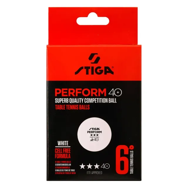 STIGA Perform 40+ balles de ping-pong x6 blanches ABS