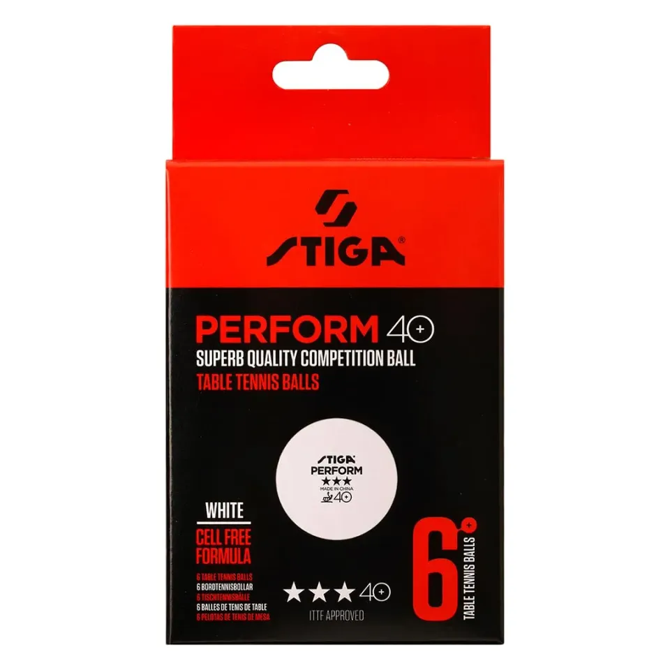 STIGA Perform 40+ balles de ping-pong x6 blanches ABS