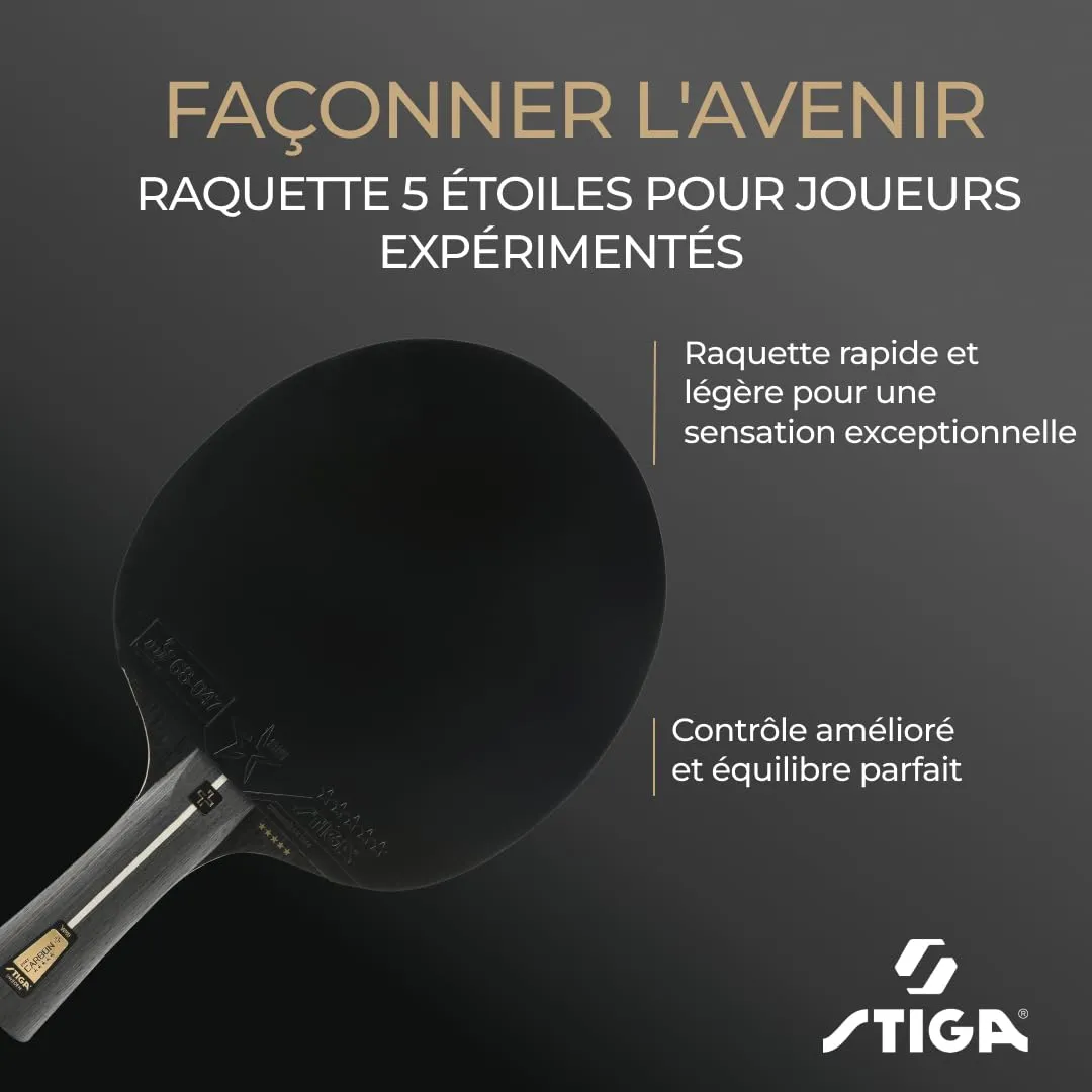 STIGA Pro Carbon + raquette ping-pong noir rouge carbone