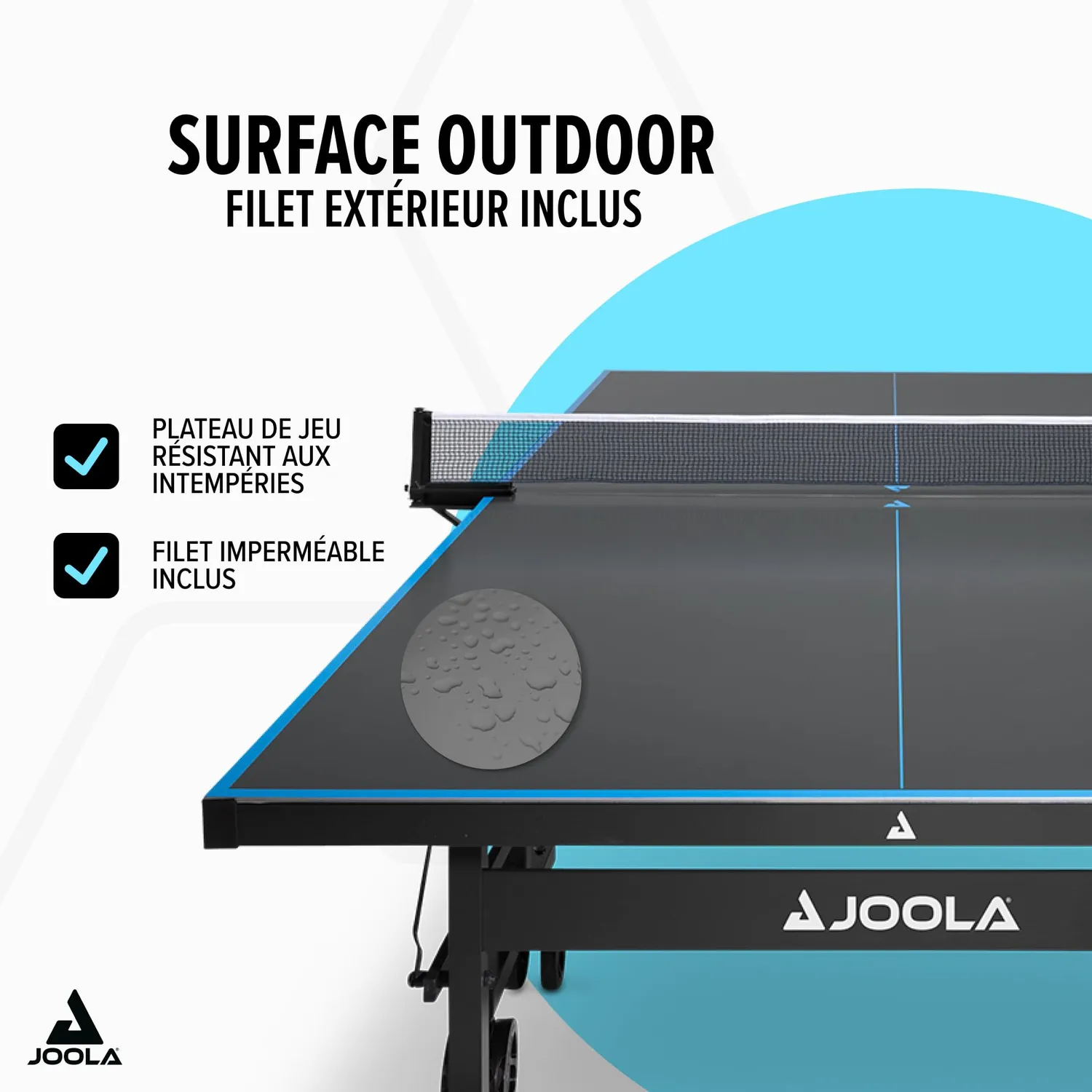 JOOLA table ping pong extérieur 6mm housse filet inclus