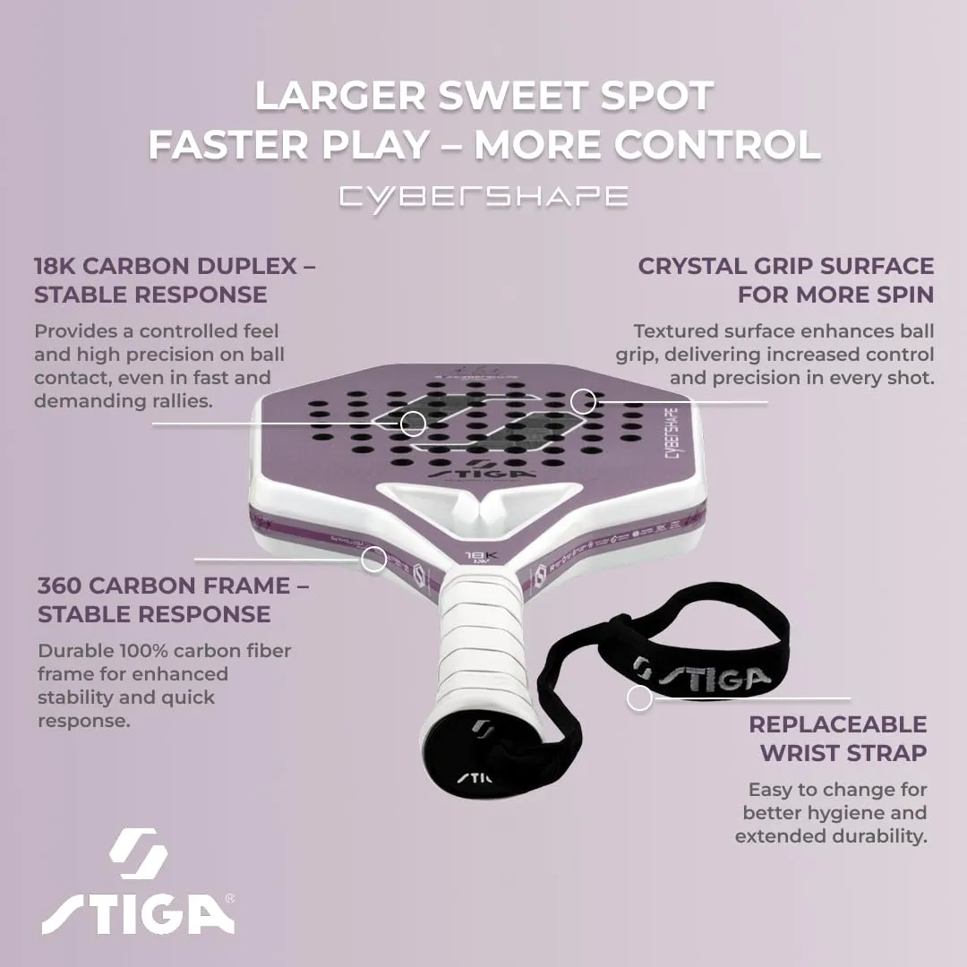 STIGA Cybershape raquette padel Amanda 350g sweet spot +20%