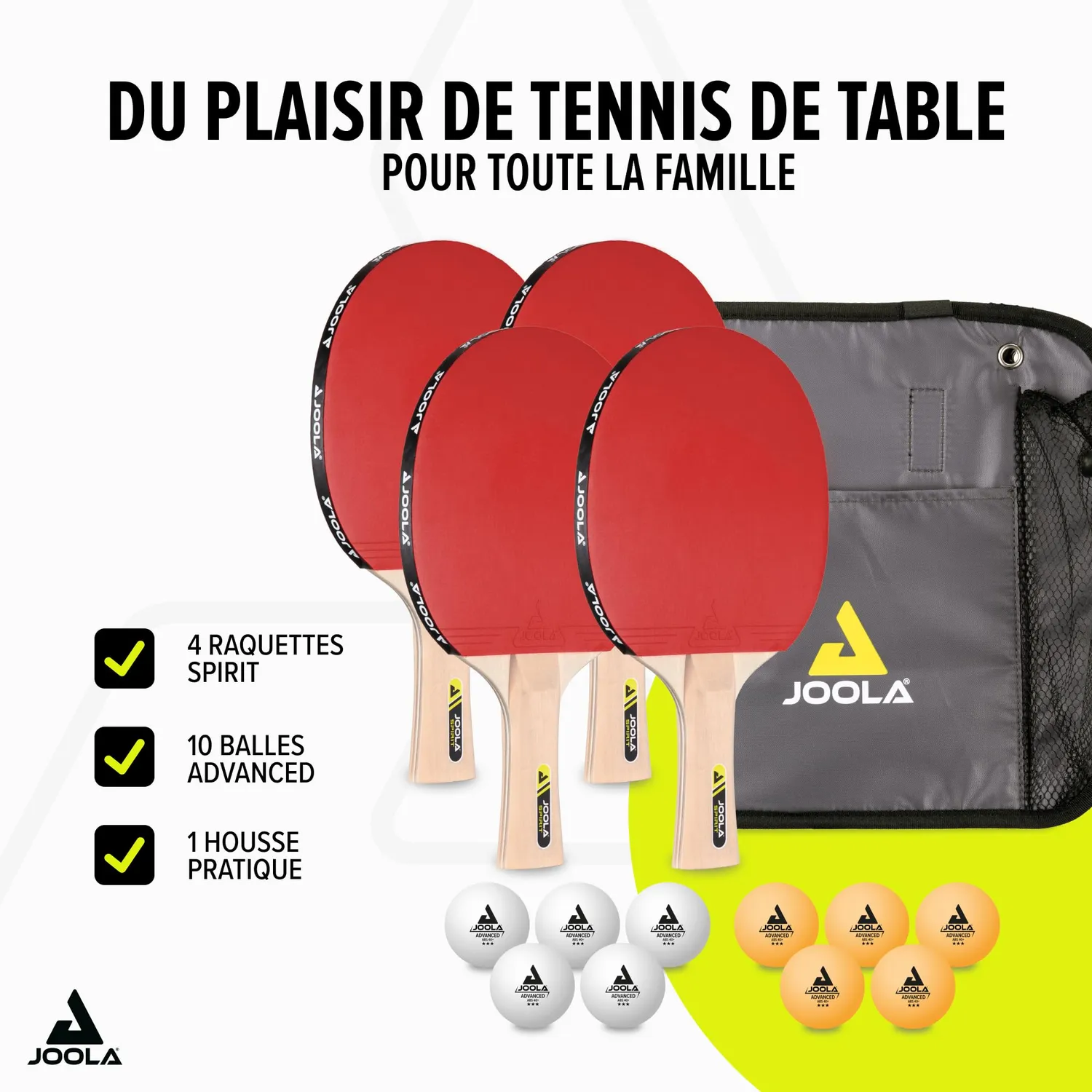 JOOLA Family set tennis de table 4 raquettes loisir