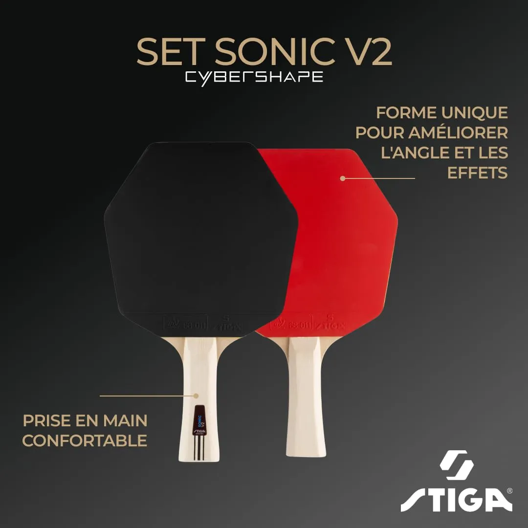 STIGA Sonic V2 set ping-pong 2 raquettes ITTF