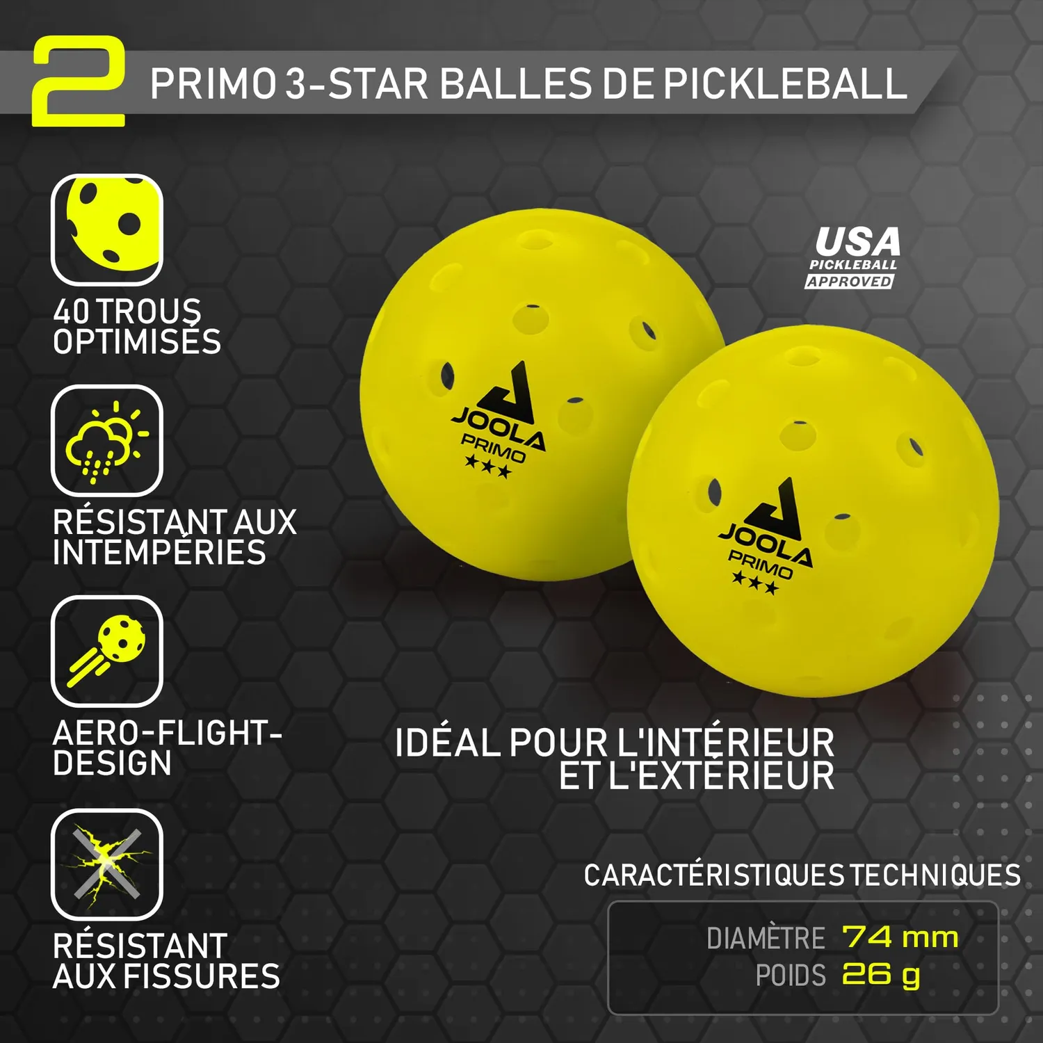 JOOLA Essentials set pickleball 2 raquettes 4 balles