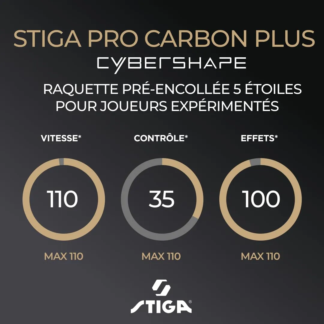 STIGA Cybershape Pro Carbon+ raquette ping 5 étoiles
