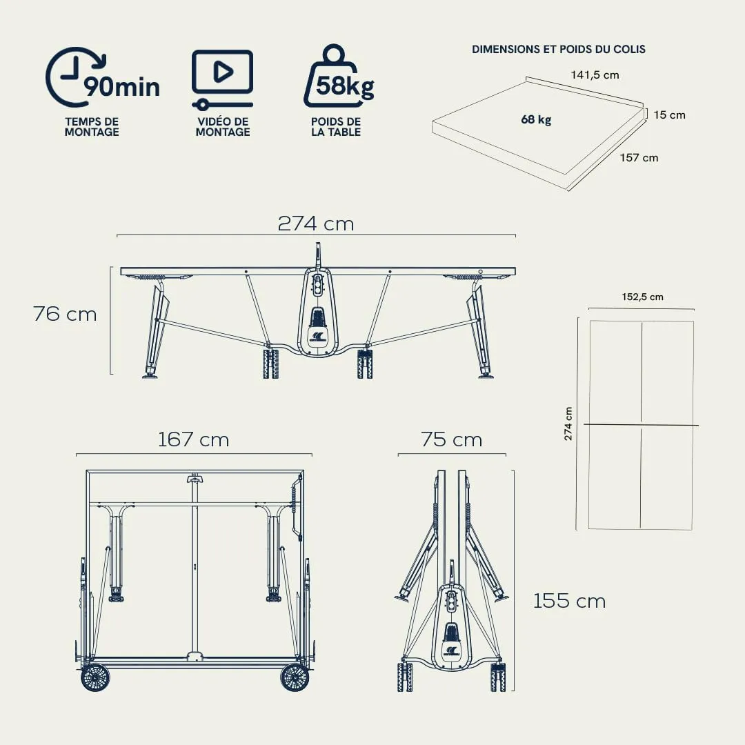 Cornilleau 400X Outdoor table ping pong bleue
