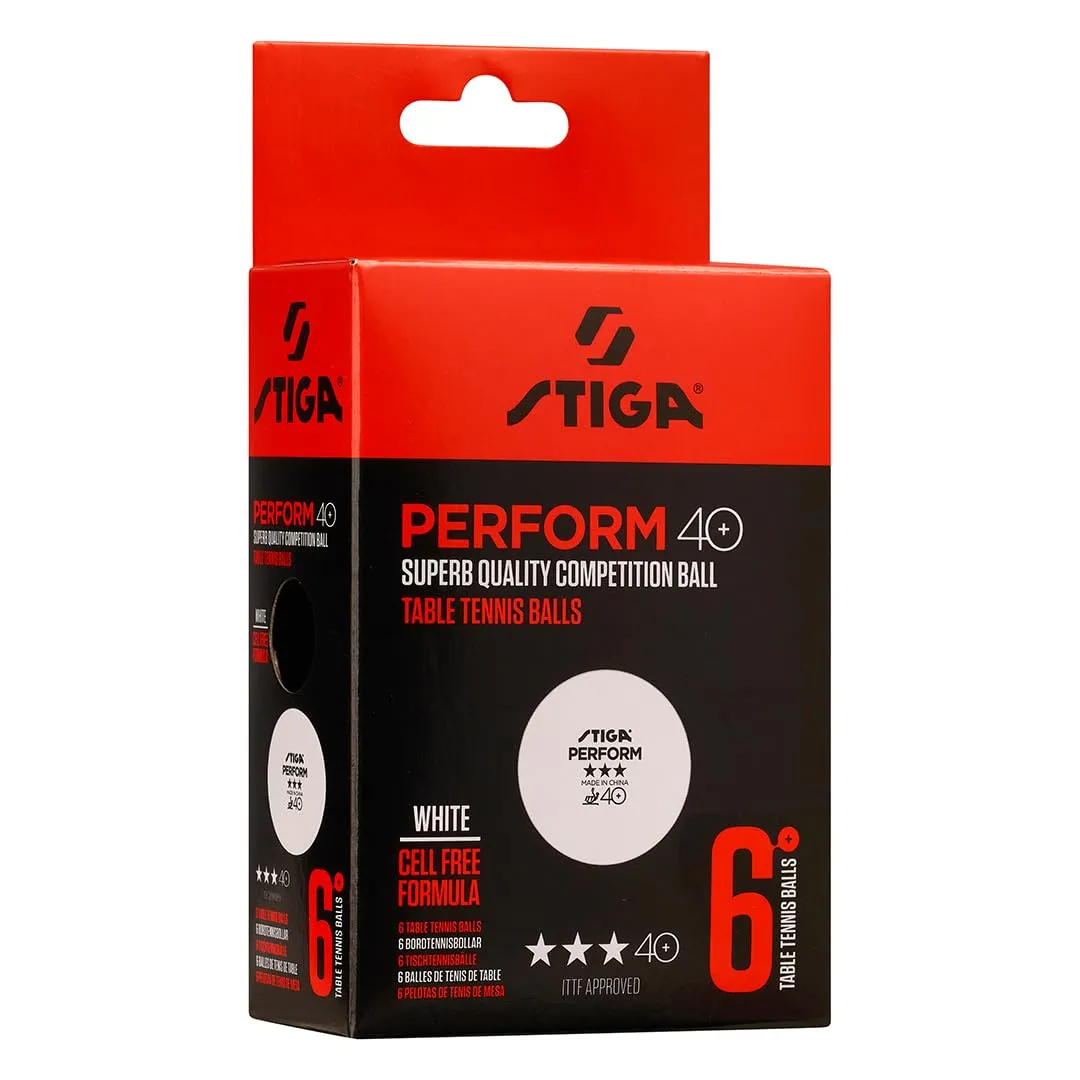 STIGA Perform 40+ balles de ping-pong x6 blanches ABS
