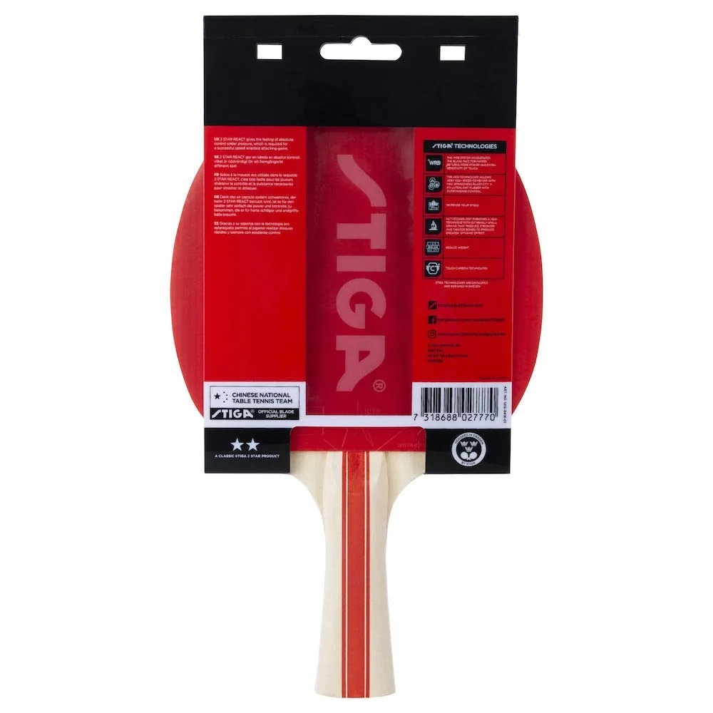 STIGA React 2 étoiles raquette ping-pong Noir Rouge
