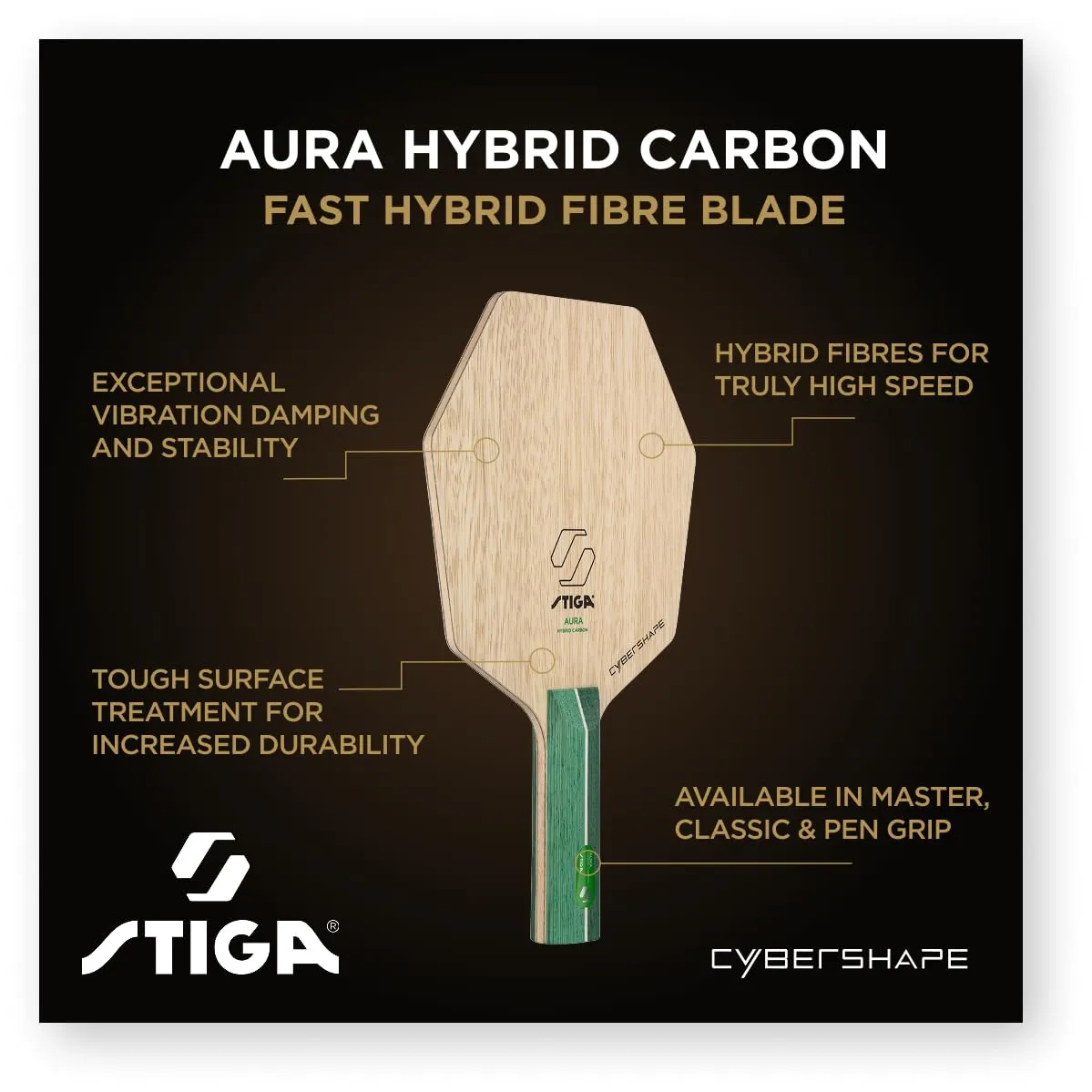 STIGA Aura Hybrid Carbon bois ping pong Round Master