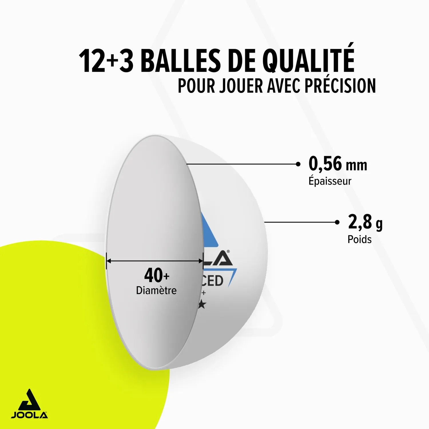 JOOLA Training Advanced balles ping-pong 15 pièces 3 étoiles