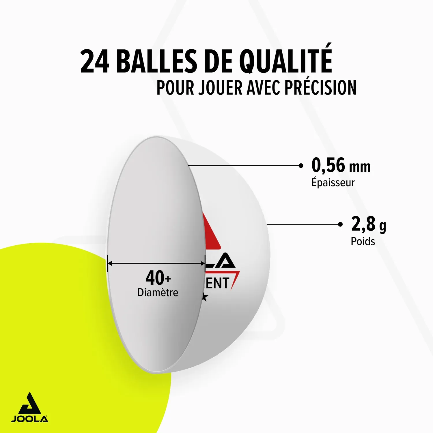 JOOLA Tournament balles ping-pong 24 pièces 3 étoiles