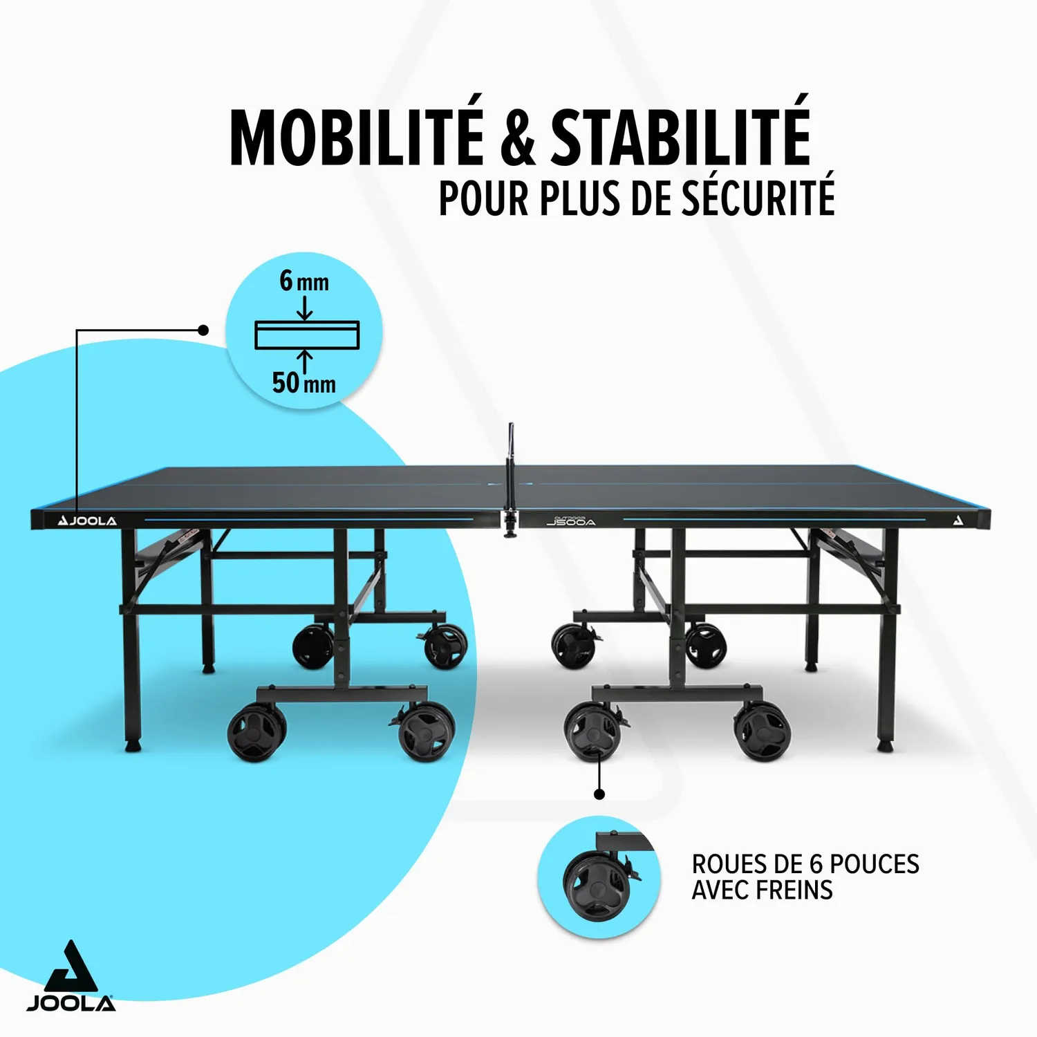 JOOLA table ping pong extérieur 6mm housse filet inclus