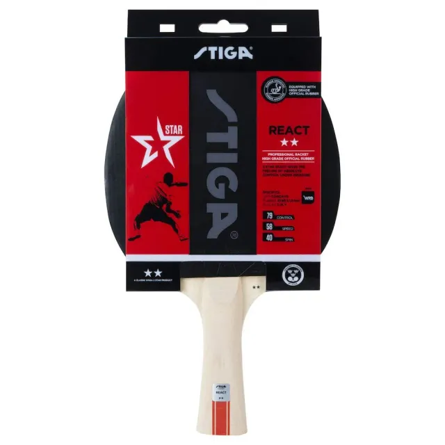 STIGA React 2 étoiles raquette ping-pong Noir Rouge