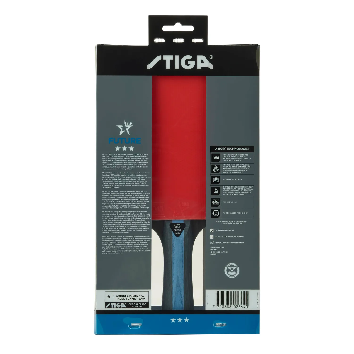 Stiga Future raquette ping-pong WRB 3 étoiles offensive