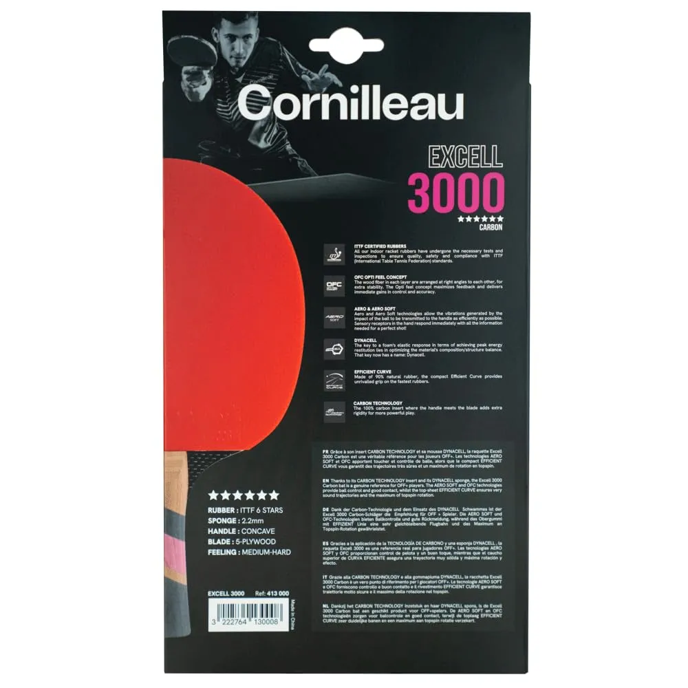 Cornilleau Excell 3000 Carbon raquette ping pong intérieur Off+