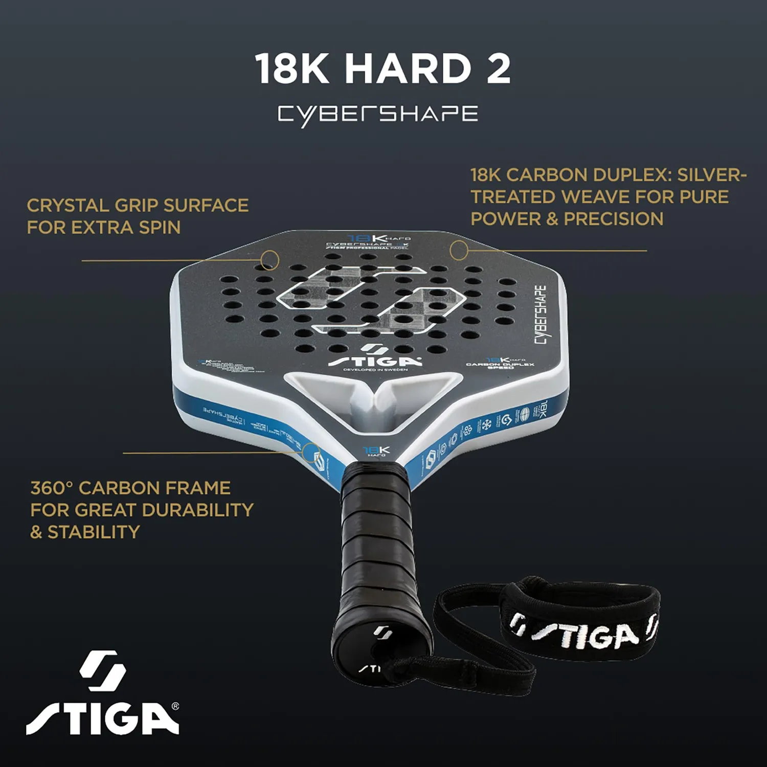 STIGA Cybershape 18K Hard raquette padel contrôle