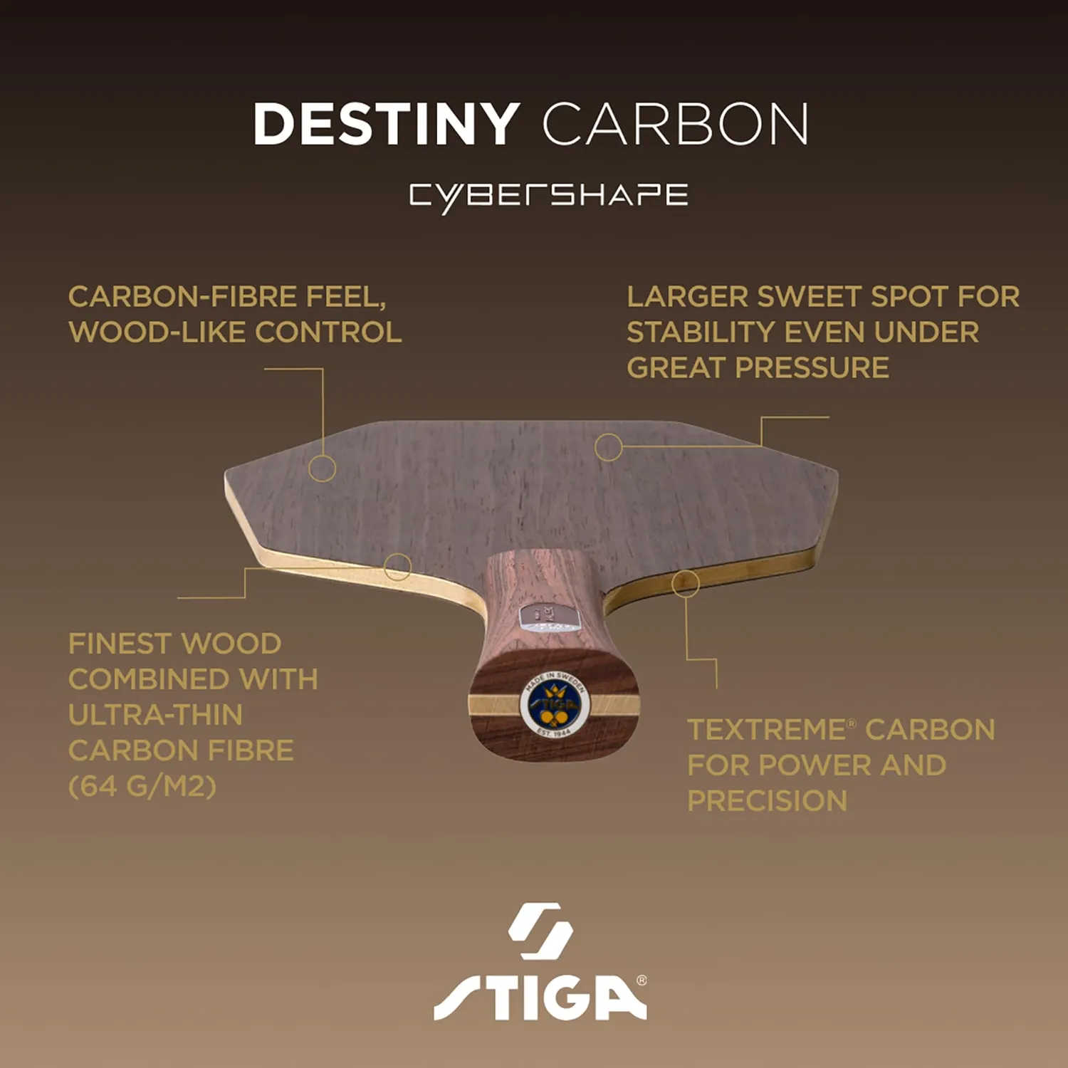 STIGA Destiny Carbon bois tennis de table Cybershape
