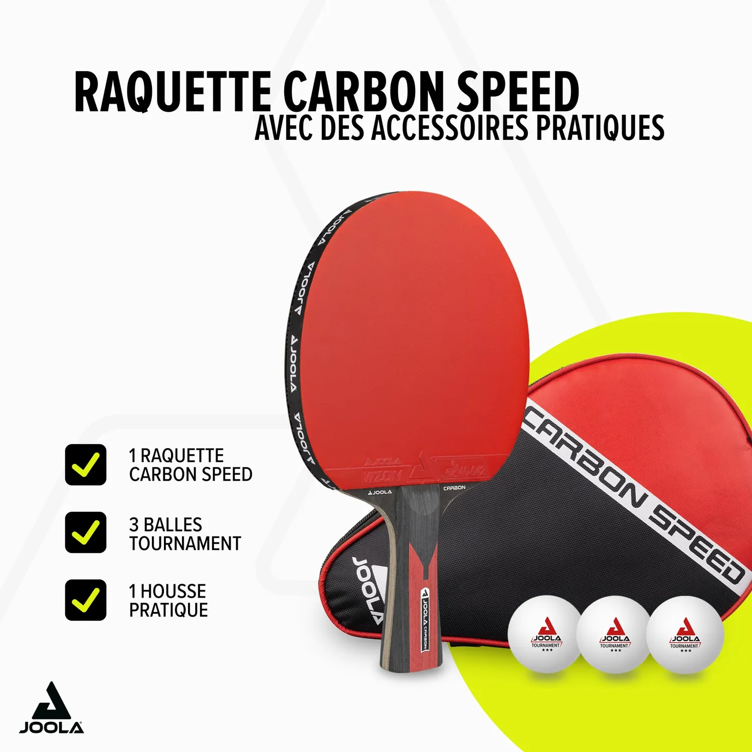 JOOLA Carbon Speed set ping-pong raquette balles housse