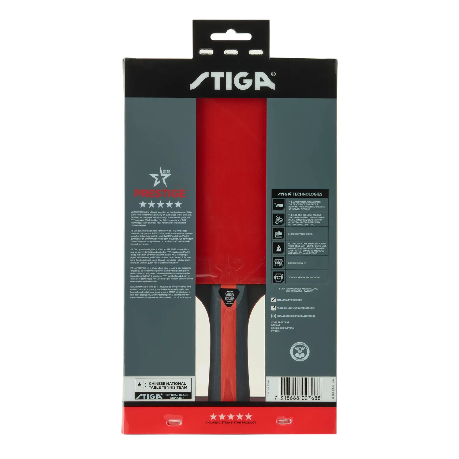 Stiga Prestige 5-Star raquette tennis de table rapide