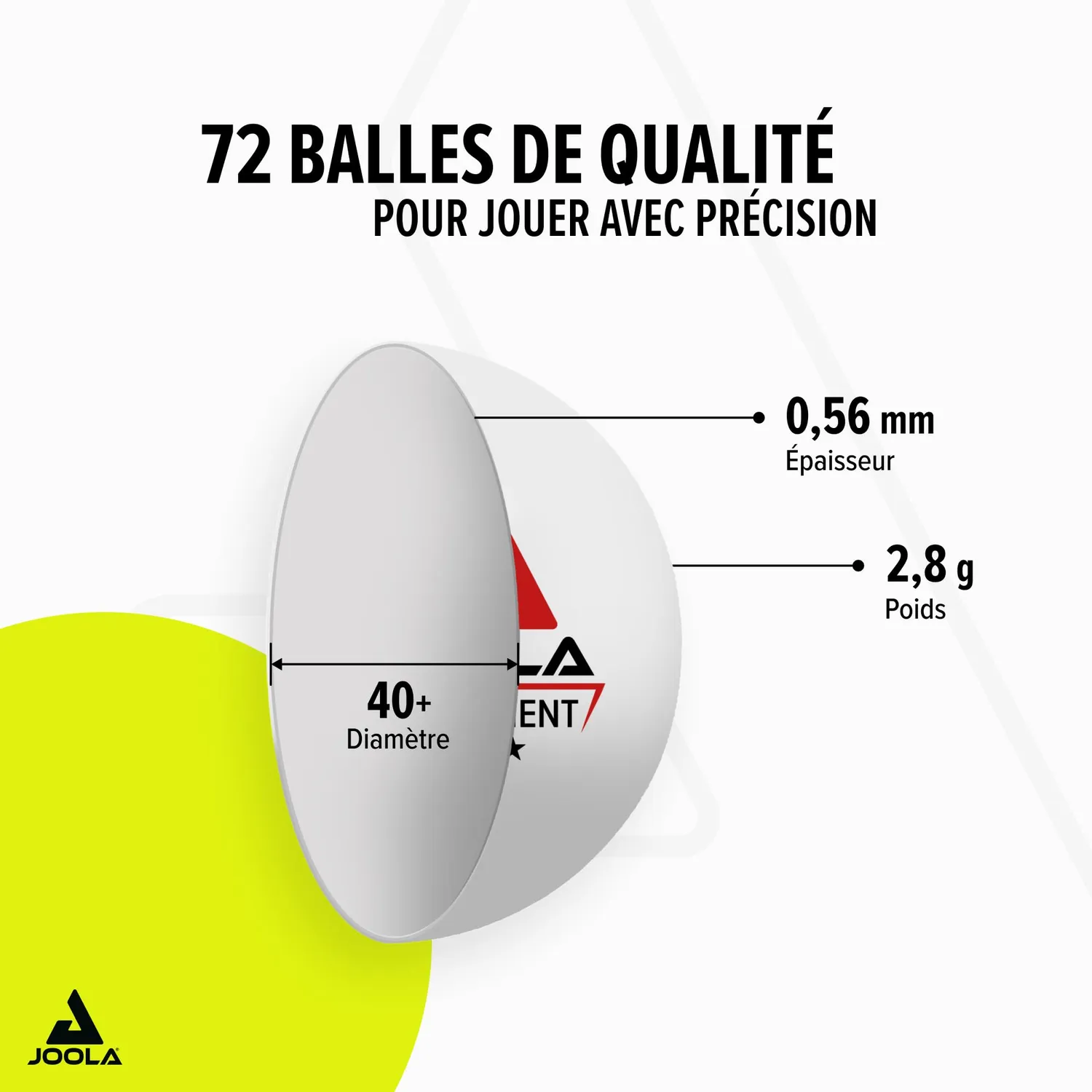 JOOLA Tournament 40+ balles ping-pong blanches x72 3 étoiles