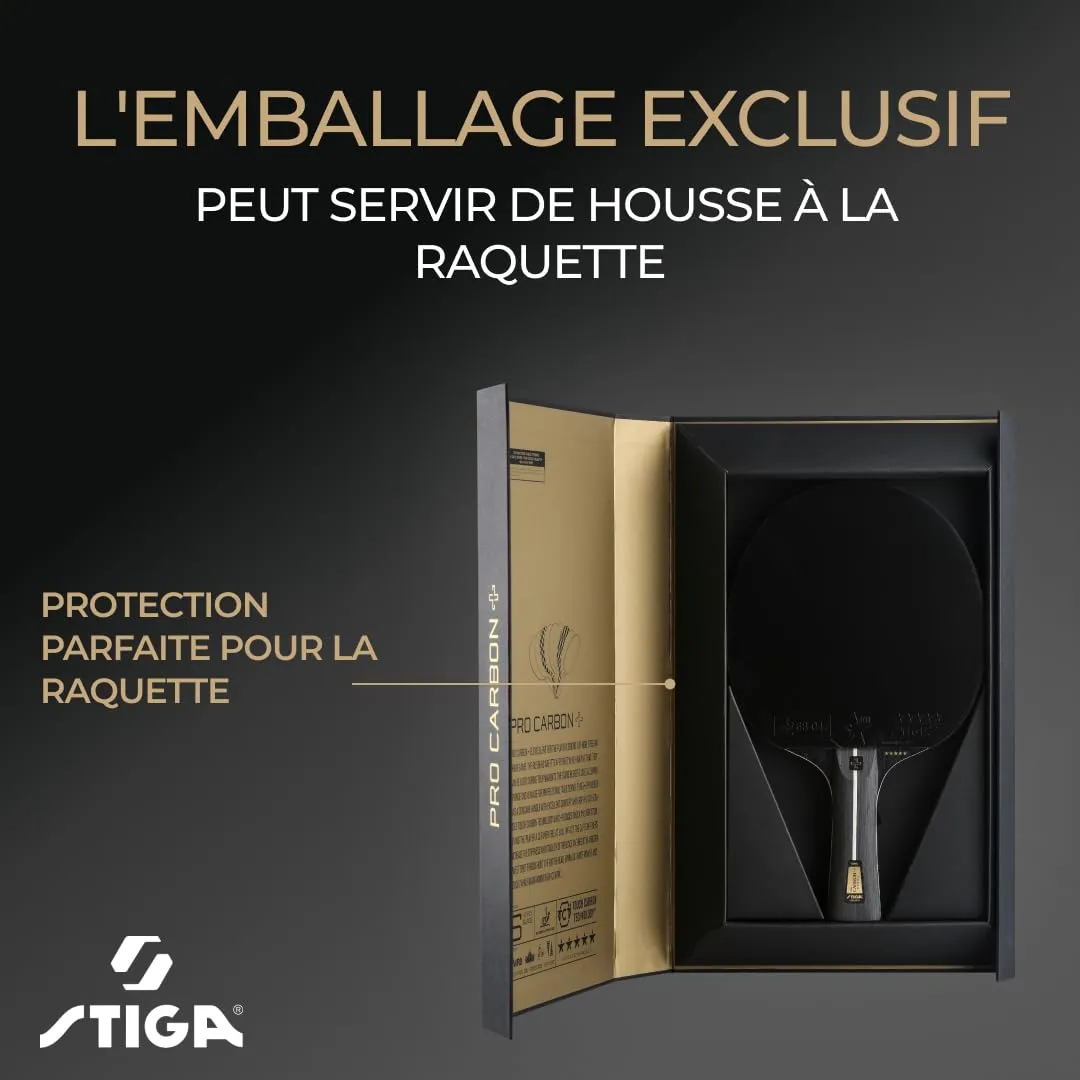 STIGA Pro Carbon + raquette ping-pong noir rouge carbone