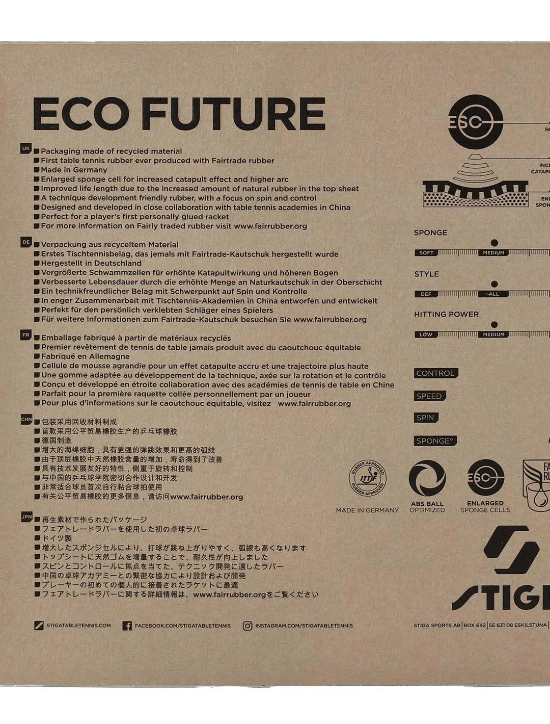 STIGA Eco Future M revêtement ping pong caoutchouc Fairtrade