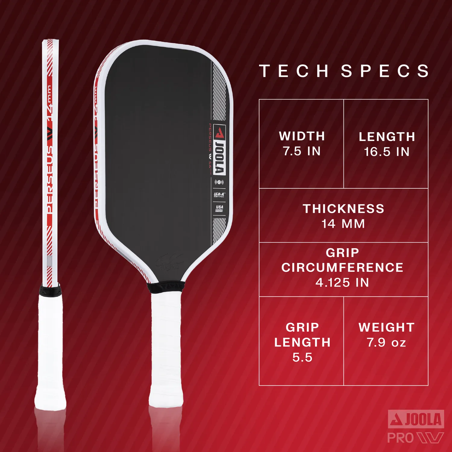 JOOLA Perseus Pro IV raquette pickleball Ben Johns 14 mm