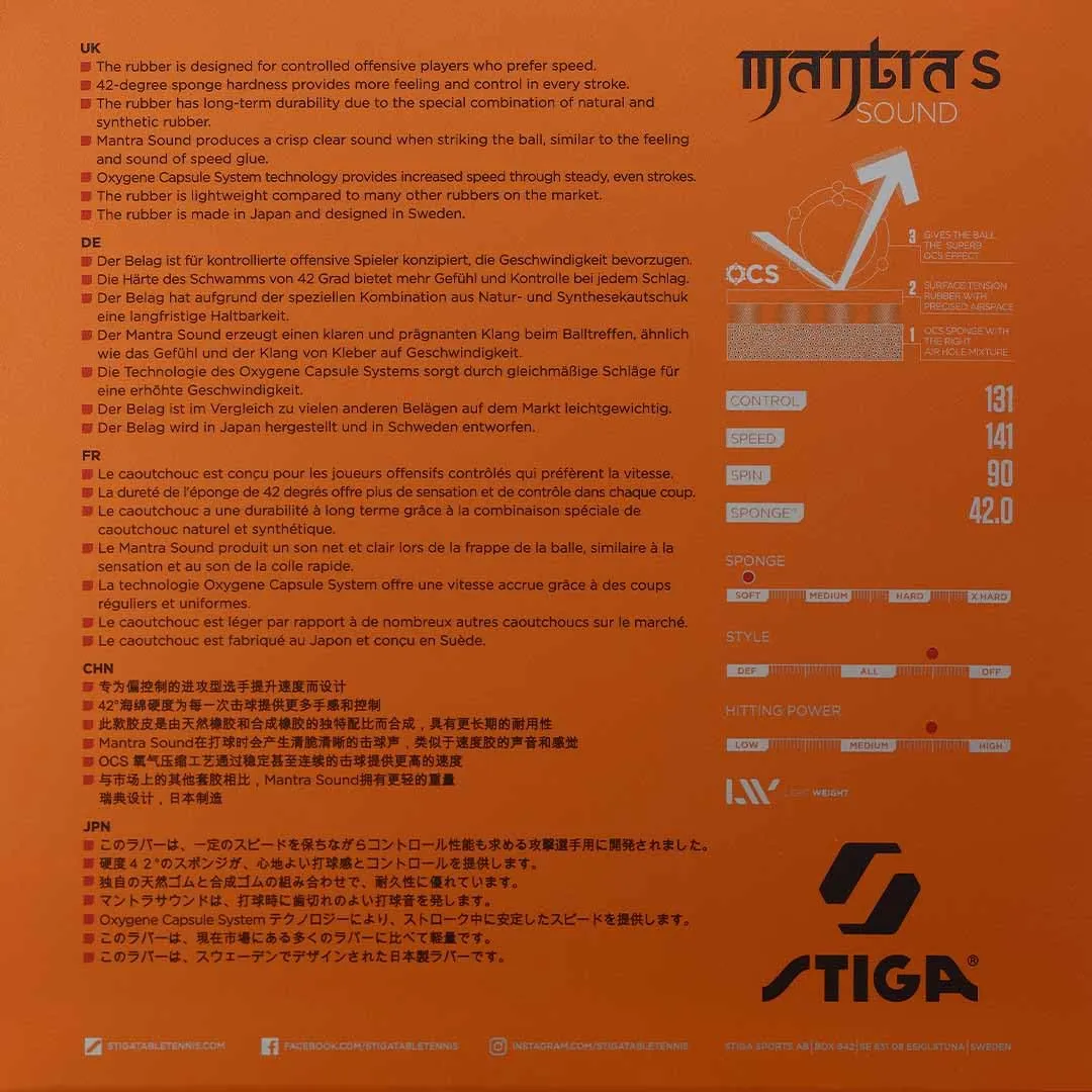 STIGA Mantra Sound revêtement tennis table noir offensif