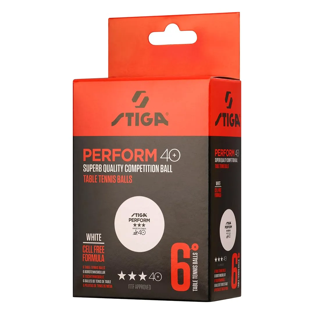STIGA Perform 40+ balles de ping-pong x6 blanches ABS