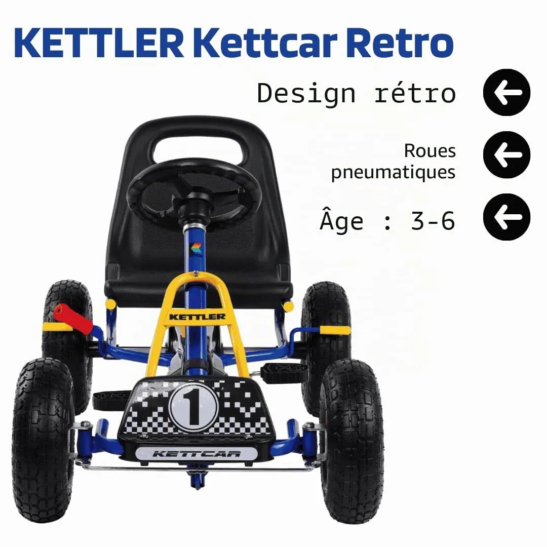 KETTLER Kettcar Retro voiture à pédales bleu 3-6 ans