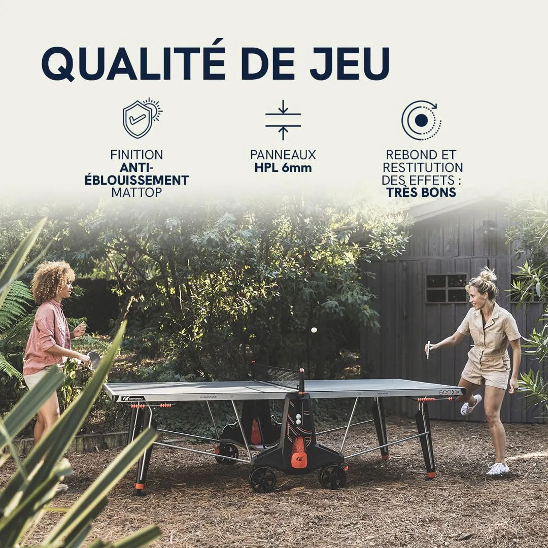 Cornilleau 500X table ping pong extérieur bleu rebond 6mm