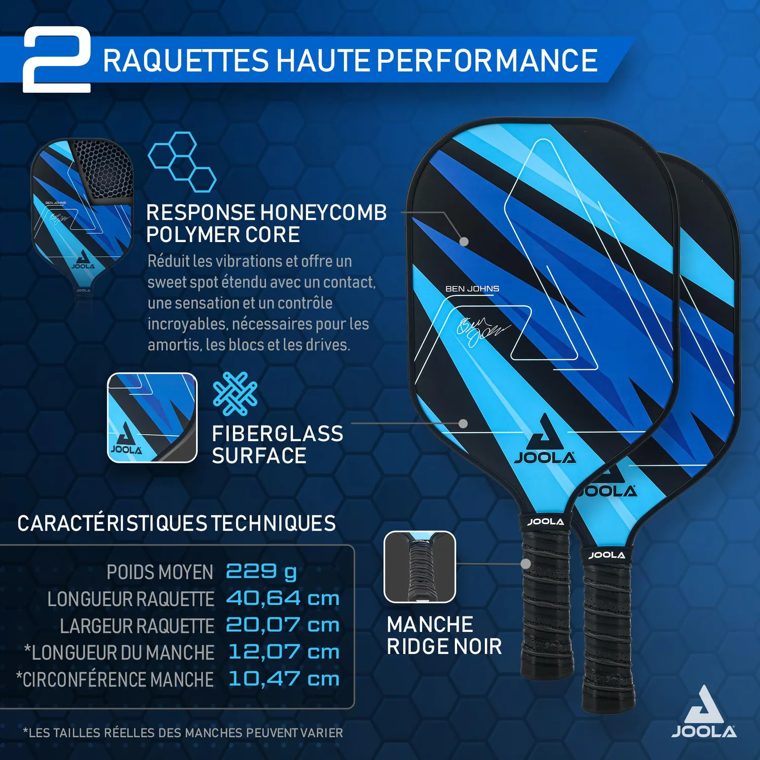 JOOLA Blue Lightning set pickleball 2 raquettes