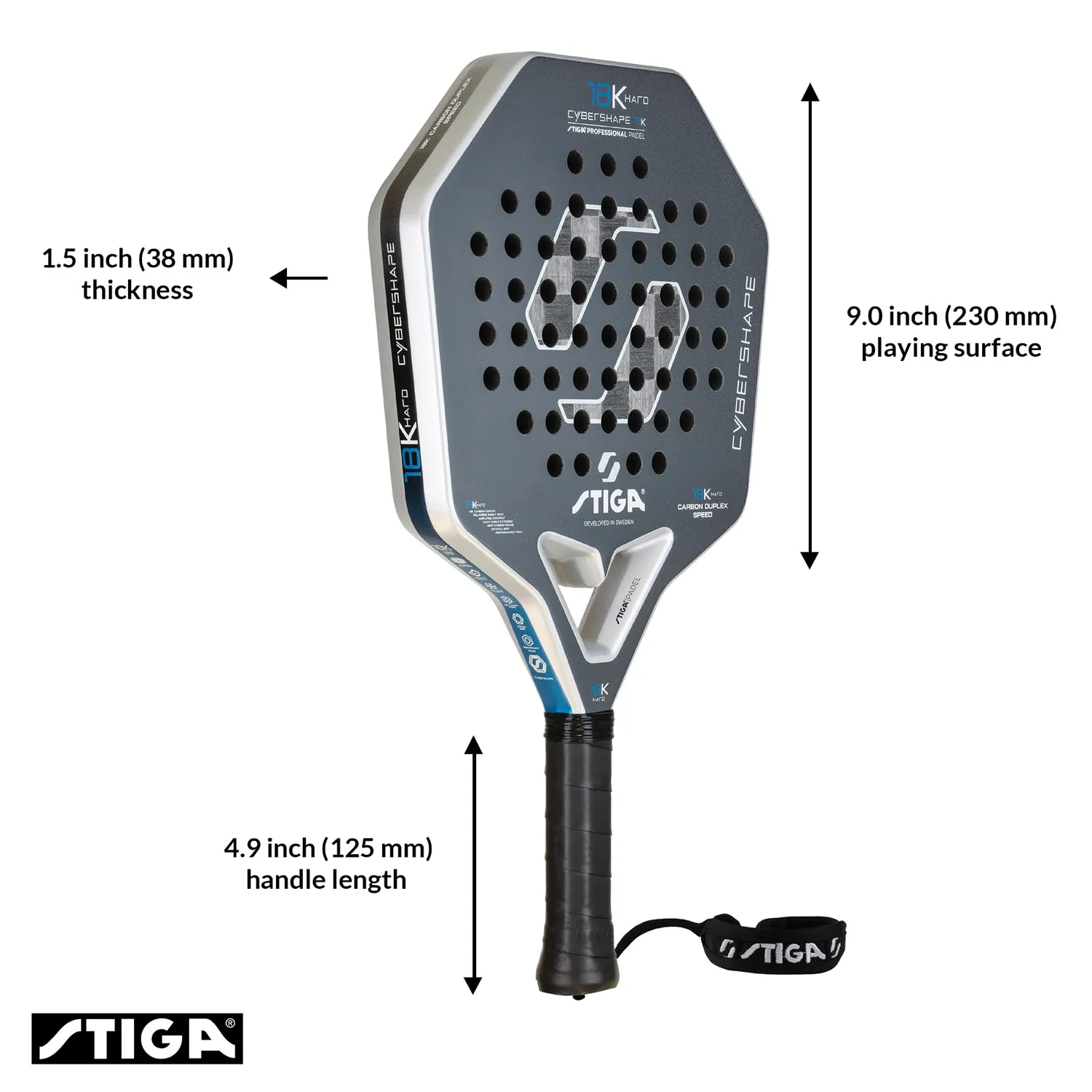 STIGA Cybershape 18K Hard raquette padel contrôle