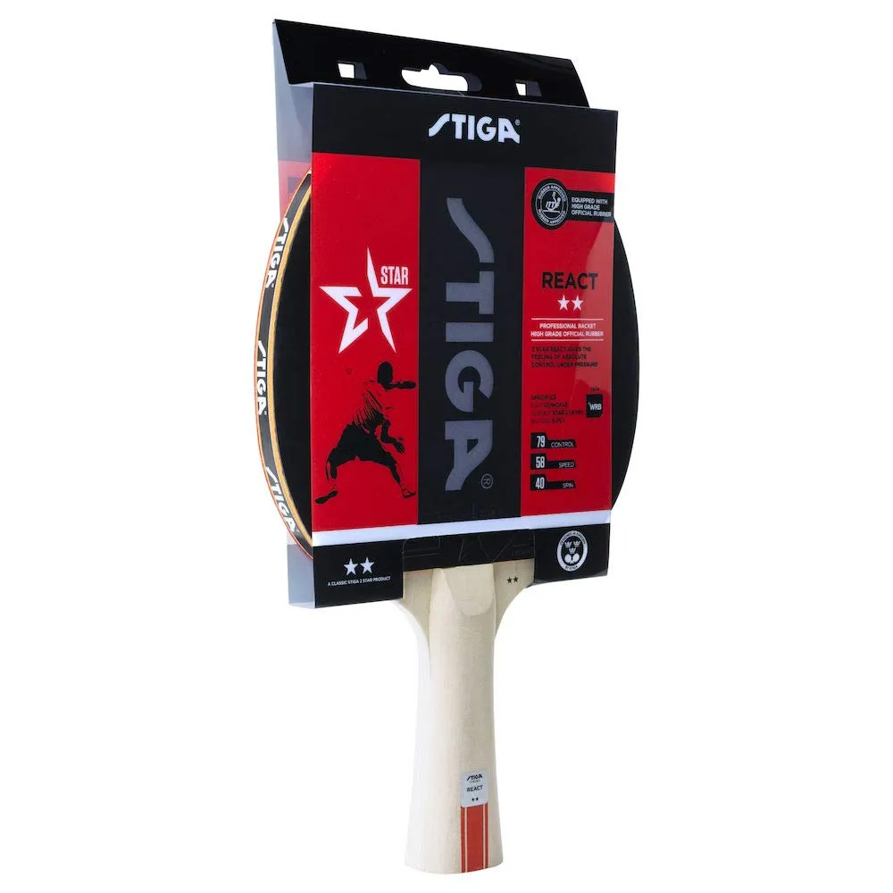STIGA React 2 étoiles raquette ping-pong Noir Rouge