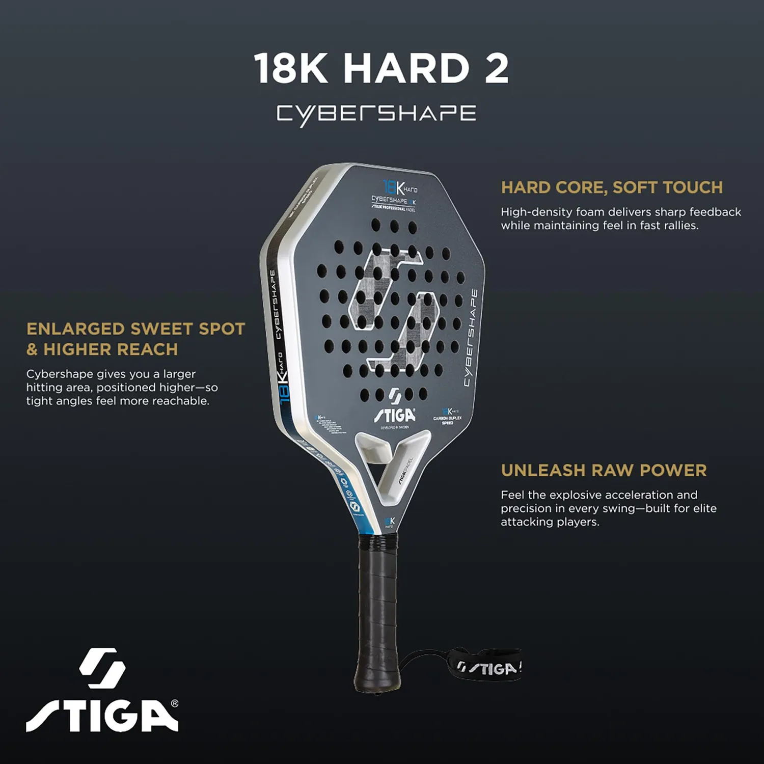 STIGA Cybershape 18K Hard raquette padel contrôle