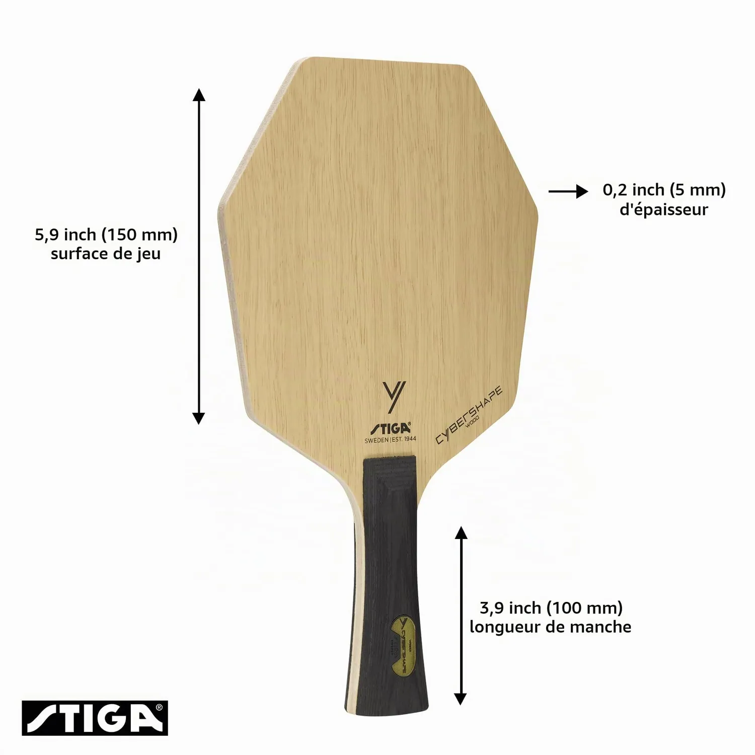 STIGA Cybershape Wood bois tennis de table offensif 85 g