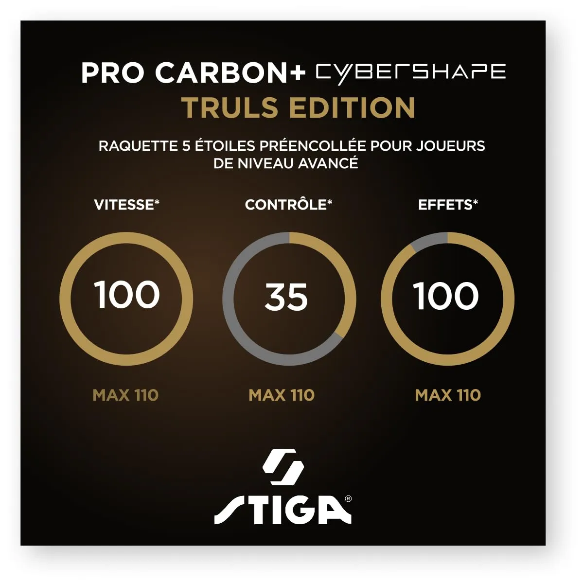 STIGA Pro Carbon+ Cybershape Truls raquette ping-pong 5 étoiles