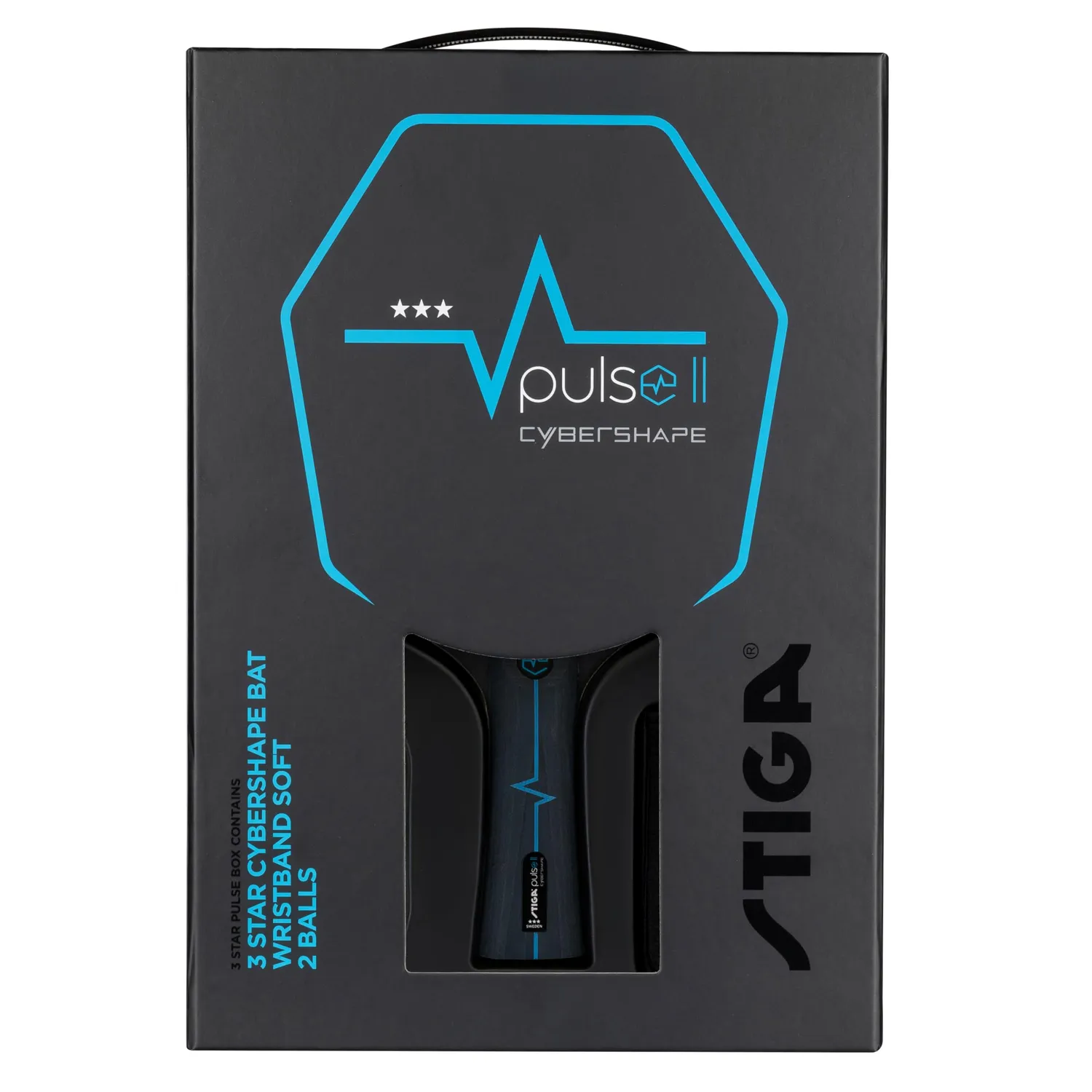STIGA Pulse Box II raquette ping-pong Cybershape 3 étoiles + balles
