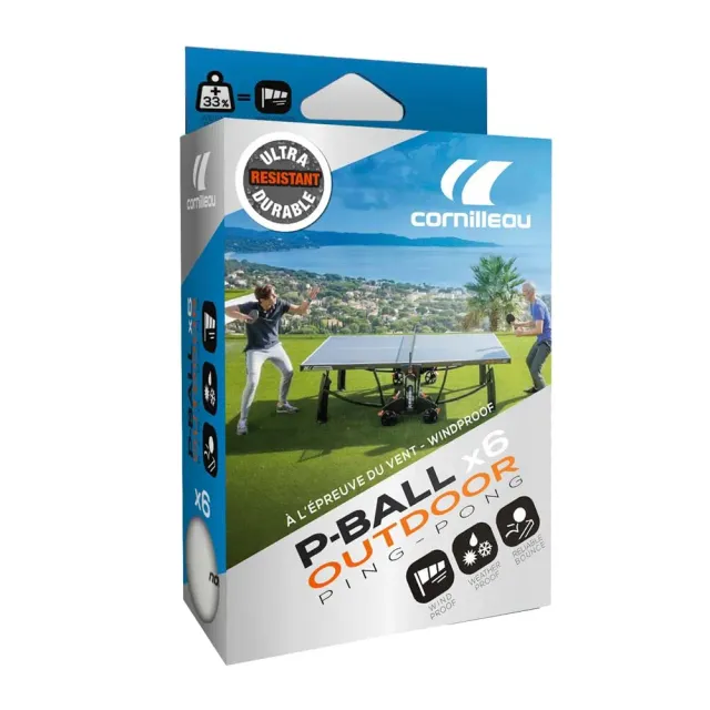 Cornilleau P-Ball Outdoor balles ping-pong blanches x6