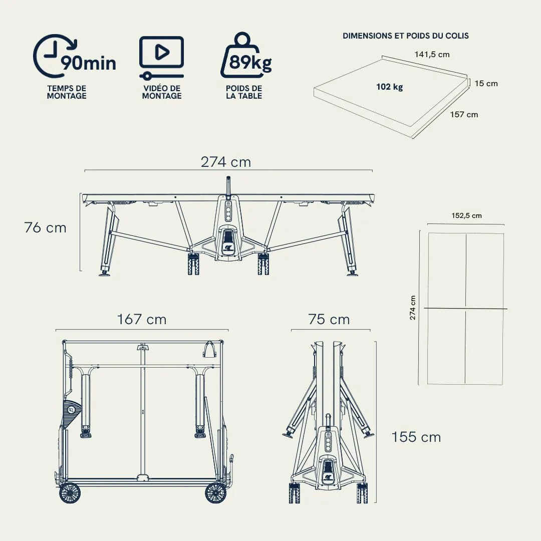 Cornilleau 700X table ping-pong extérieur 8 mm