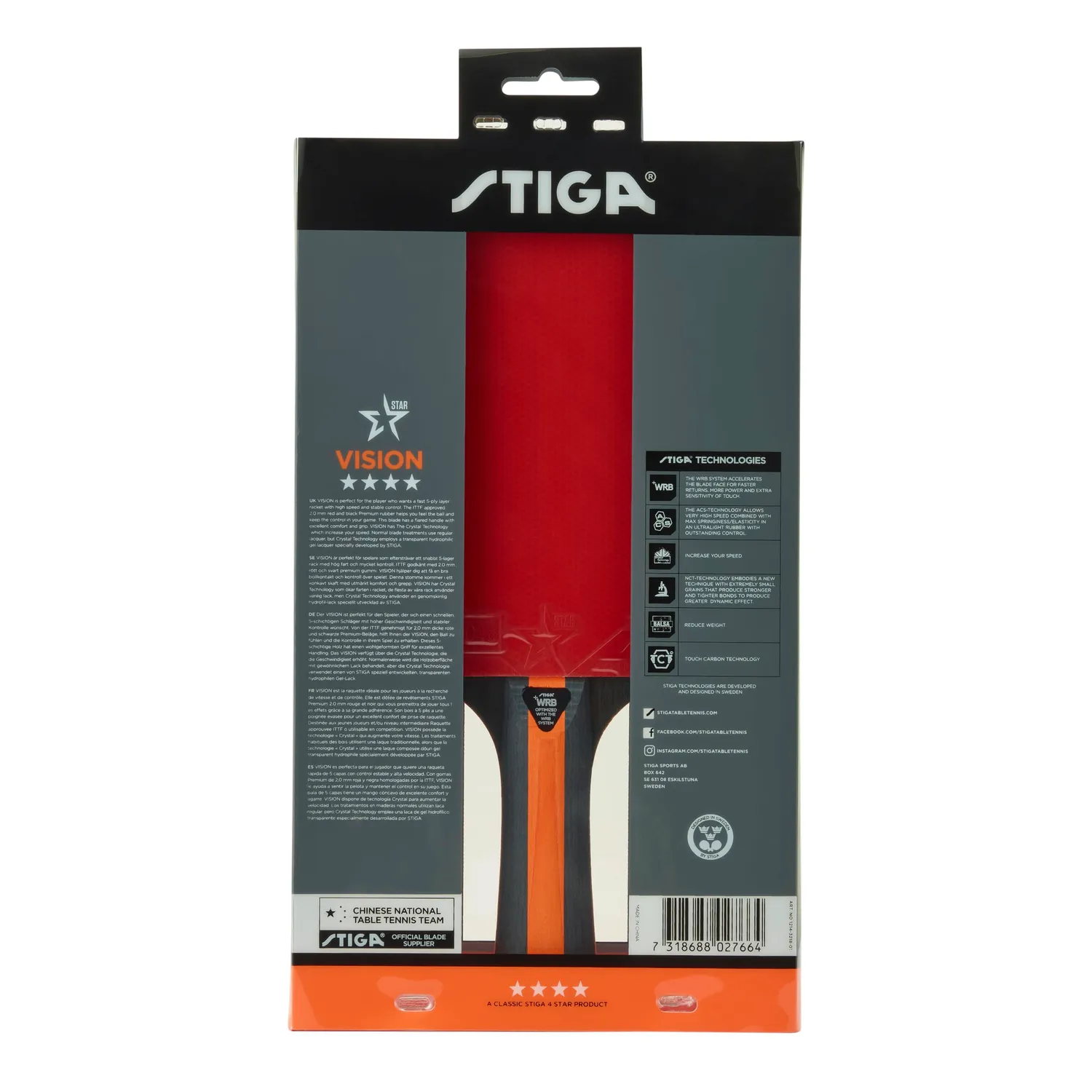 STIGA Vision 4 étoiles raquette tennis de table rapide