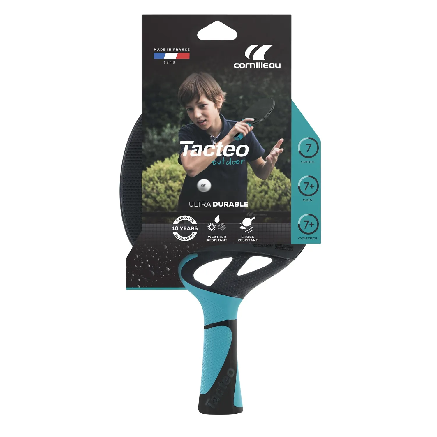 Cornilleau Tacteo raquette ping-pong extérieur bleue