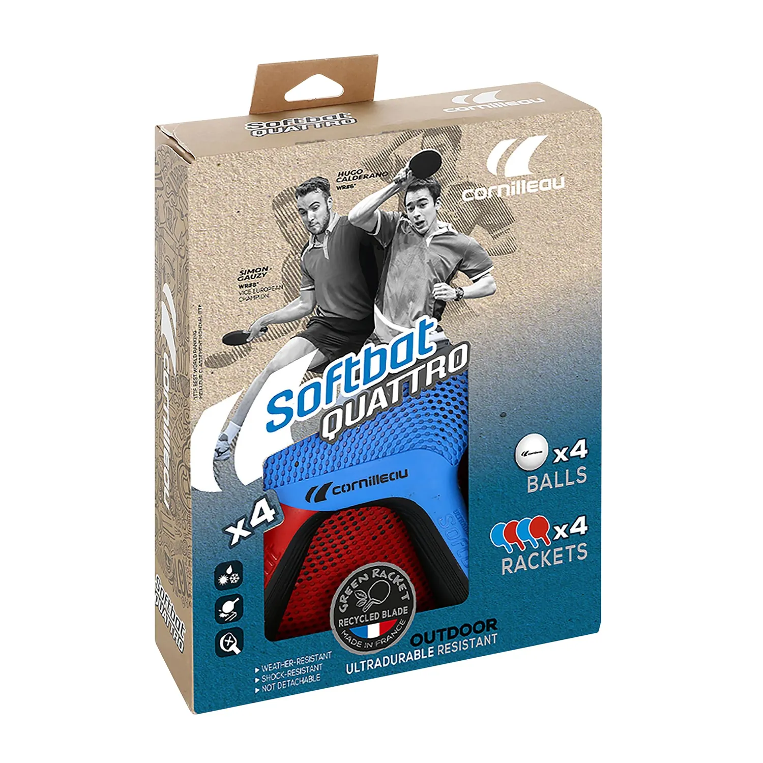 Cornilleau Softbat Pack Quattro raquettes extérieur x4