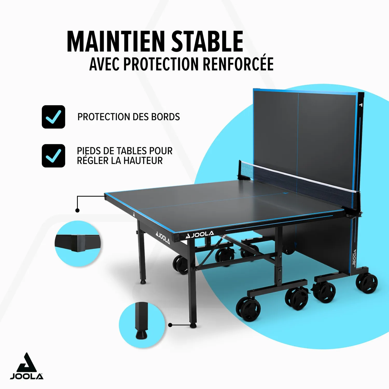 JOOLA table ping pong extérieur 6mm housse filet inclus