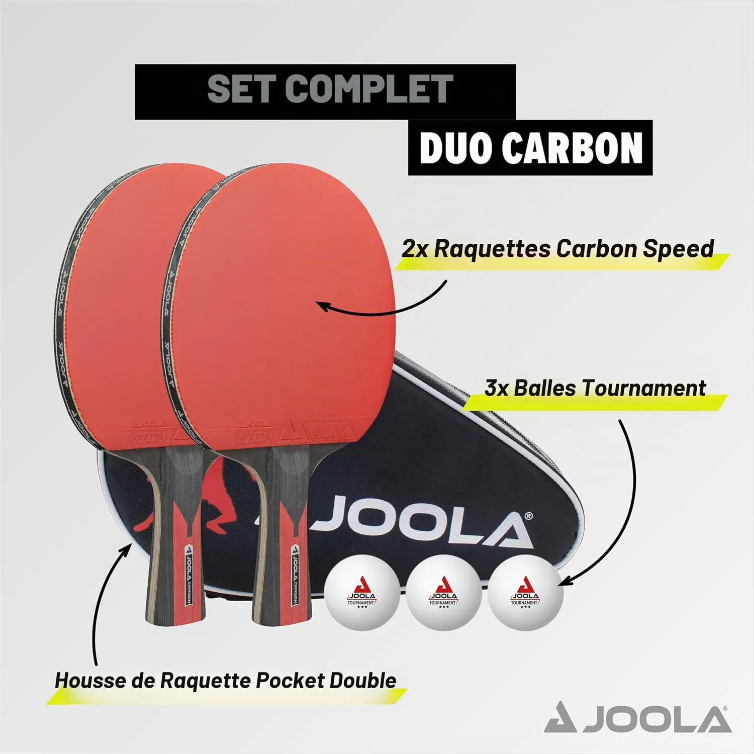 JOOLA Duo Carbon set ping-pong 2 raquettes