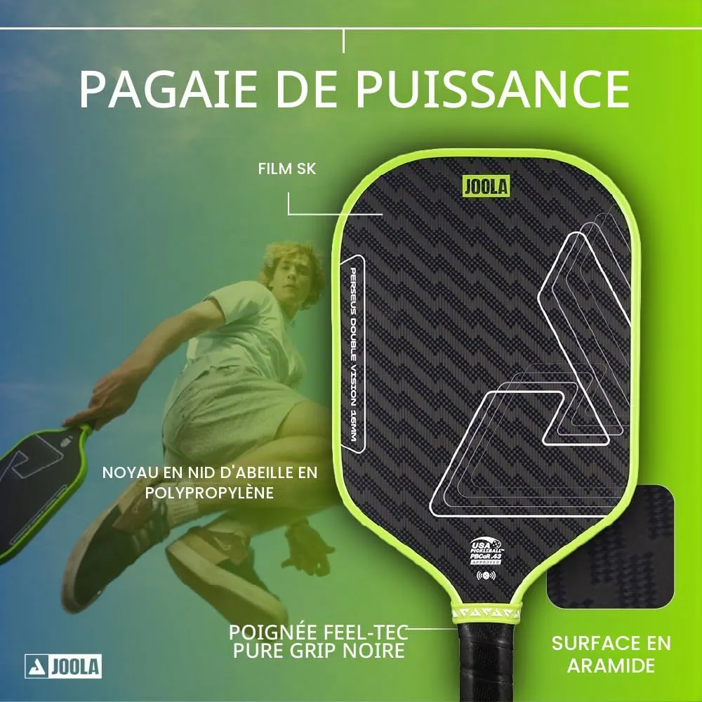 JOOLA Perseus Double Vision raquette pickleball Charge Green