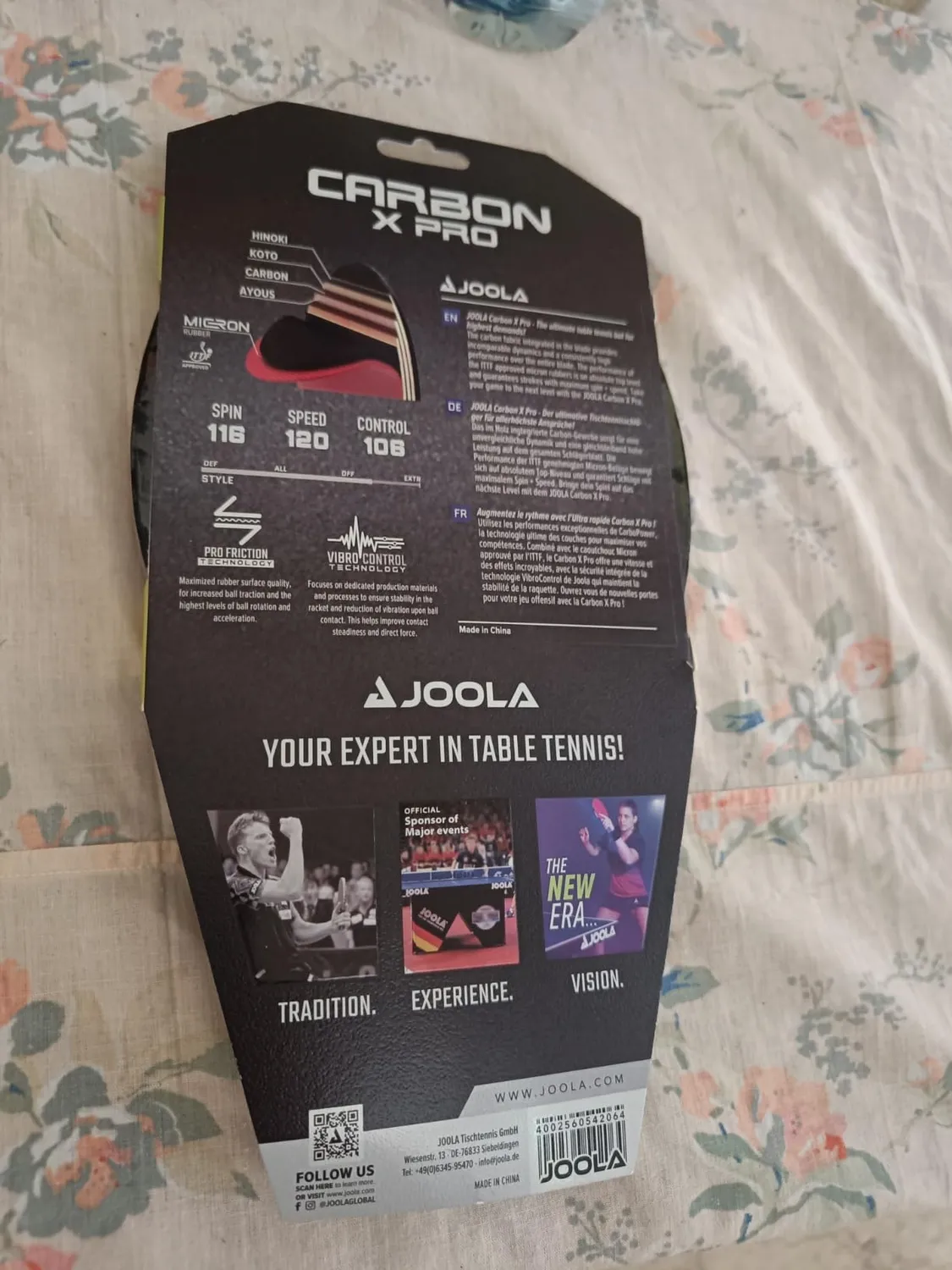 JOOLA Carbon X Pro raquette ping-pong offensive ITTF