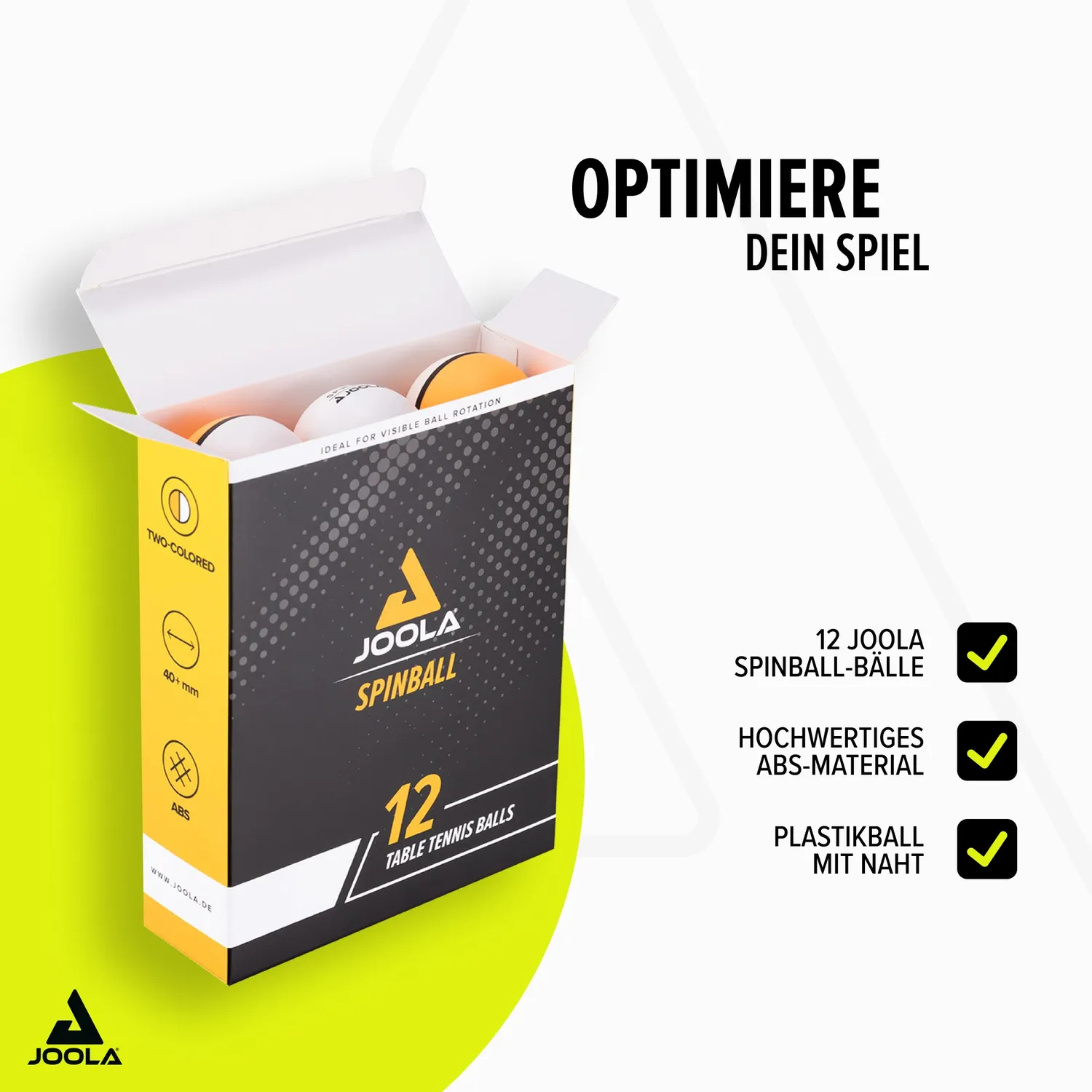 JOOLA Spinball balles de ping-pong bicolores pack de 12